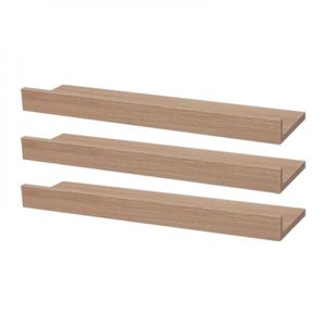 Kit 3 Prateleiras Porta Quadros 100 X 15cm Carvalho