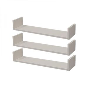 Kit 3 Prateleiras U 100 x 25cm Branca Suporte Invisível