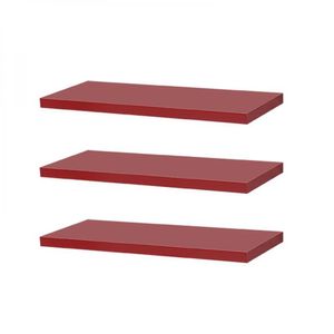 Kit 3 Prateleiras 30 x 15cm Vermelha Suporte Invisível