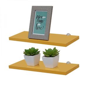 Kit 2 Prateleiras 30 X 15cm Amarela Com Suporte Tucano