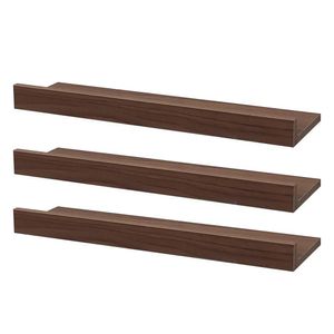 Kit 3 Prateleiras Porta Quadros 40 X 15cm Nogal Suporte Invisível