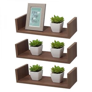 Kit com 3 Prateleiras U com Suporte Invisível 40X20cm Nogal
