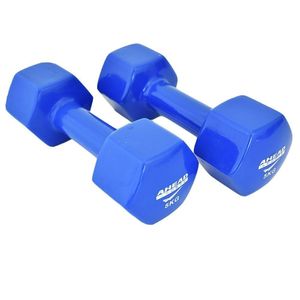 Par de Halter Sextavado em Vinil Ahead Sports 5kg Azul