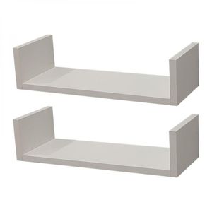 Kit 2 Prateleiras U 50 x 15cm Branca Suporte Invisível