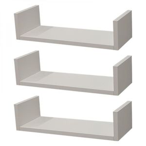 Kit 3 Prateleiras U 50 x 15cm Branca Suporte Invisível