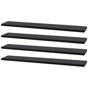 Kit 4 Prateleiras 50 x 15cm Preta Suporte Invisível