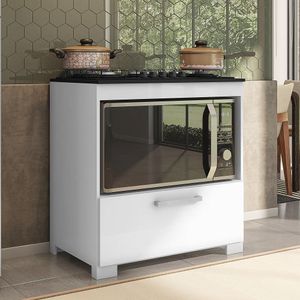 Balcão Para Cooktop De 5 Bocas 1porta Branco Albânia Brienza