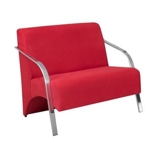 Poltrona Sevilha Namoradeira Braço Alumínio Suede Vermelho
