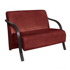 Poltrona Namoradeira Vênus Suede Braço Madeira Bordô