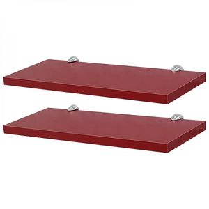 Kit 2 Prateleiras 60 X 15cm Vermelha Com Suporte Tucano