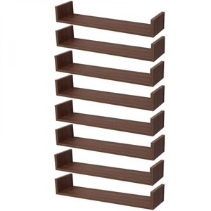 Kit 8 Prateleiras U 60 X 15cm Nogal Suporte Invisível