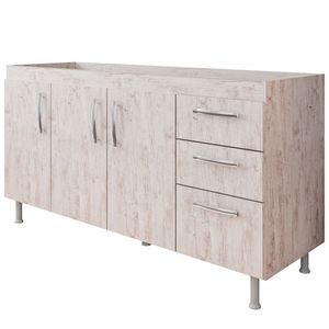 Balcão Gabinete De Pia 160cm Nathan 3 Portas Rústico