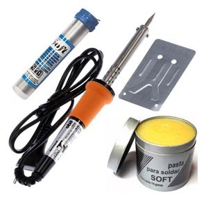 Kit Ferro de Solda Com Tubete + Pasta De Solda 220v 60w
