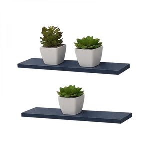 Kit 2 Prateleiras 90X15cm Azul com Suporte Invisível