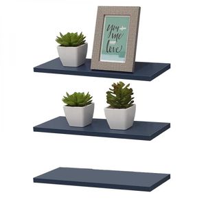Kit 3 Prateleiras 50 X 20cm Azul Suporte Invisível