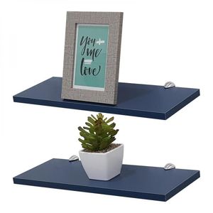 Kit 2 Prateleiras 40 X 15cm Azul Com Suporte Tucano