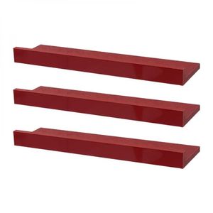 Kit 3 Prateleiras Porta Quadros 80 X 15cm Vermelha Suporte