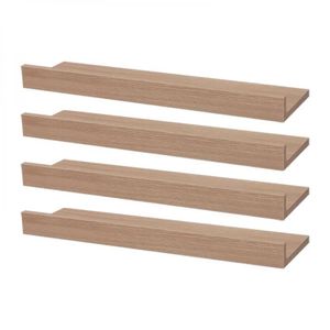 Kit 4 Prateleiras Porta Quadros Carvalho Suporte Invisível