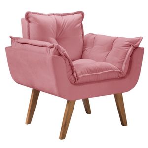 Poltrona Opalla 1 Lugar Base Palito Tecido Rosa