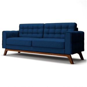 Sofá 260cm 4 Lugares Sandero Veludo Azul Marinho