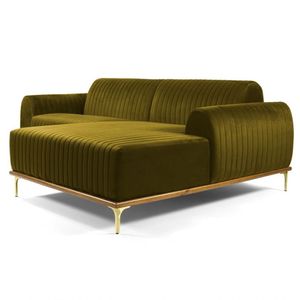 Sofá 230cm 4 Lugares Chaise Molino Veludo Mostarda