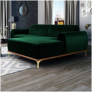 Sofá 245cm 4 Lugares Chaise Molino Veludo Verde Musgo