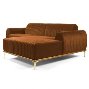 Sofá 300cm 5 Lugares Chaise Molino Veludo Telha
