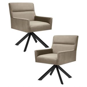 Kit 2 Poltronas Eiffel Preto Angel Veludo Marrom Claro