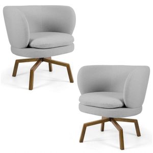 02 Poltronas Melissa Ka Castanho C315 Linho Cinza Claro