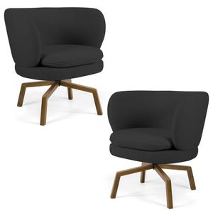 02 Poltronas Melissa Ka Castanho C465 Linho Chumbo