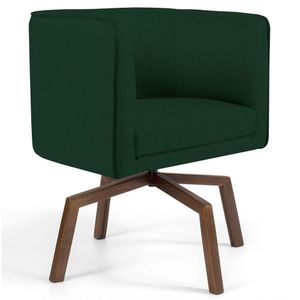 Poltrona Ka Madeira Betina B303 Veludo Verde Musgo