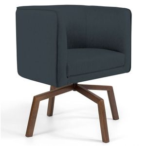 Poltrona Ka Madeira Betina C465 Linho Chumbo