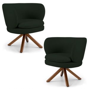 Kit 2 Poltronas Melissa Base Giratória Veludo Verde Musgo
