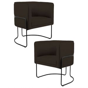 Kit 2 Poltronas Base Aço Corano Marrom Domi