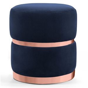 Puff Decorativo Cinto e Aro Rosê Round B-287 Veludo Marinho
