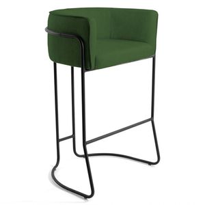 Banqueta Decorativa Base Aço Preto Betin Verde