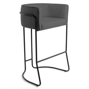 Banqueta Decorativa Base Aço Preto Cinza Escuro