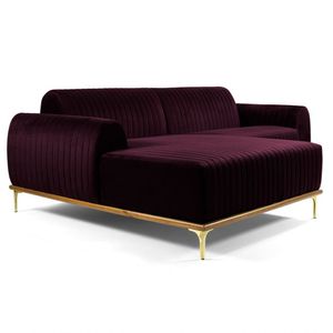 Sofá 300cm 5 Lugares Chaise Molino Veludo Uva