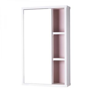 Espelho para Banheiro com Armário Branco e Rosa 69 X 42cm