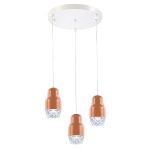 Lustre Triplo em Led Na Cor Cobre