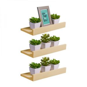 Kit 3 Prateleiras Porta Quadros 40 X 15cm Bege Claro