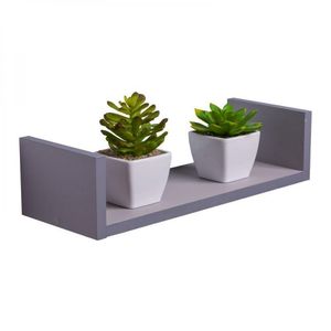 Prateleira U 50 X 10cm Cinza Claro Suporte Invisível
