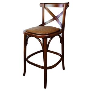 Banqueta Madeira Espanha Assento em Rattan Laca Tabaco