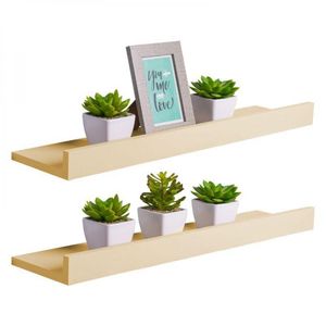 Kit 2 Prateleiras Porta Quadros 60 X 10cm Bege Claro