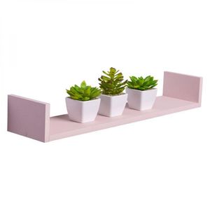 Prateleira U 60 X 15cm Rosa Claro Suporte Invisível