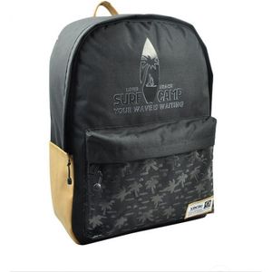 Mochila Detalhes Camurça Estampa Tropical Preto