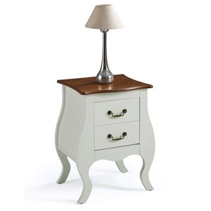 Mesa de Cabeceira Bombê Antique 2 Gavetas Laca Nude