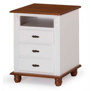 Mesa de Cabeceira 3 Gavetas e Nicho Laca Branca