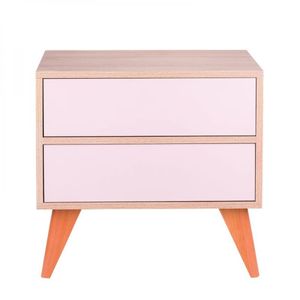 Mesa De Cabeceira Retrô Bréscia Carvalho e Rosa Claro