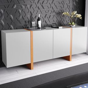 Buffet Barone 4 Porta 1 Gaveta Interna 160cm Laca Off White